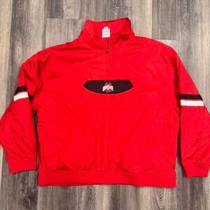 VTG Ohio State Buckeyes Red Oak Sportswear 1/4 Zip Jacket Vented Pullover 2XL